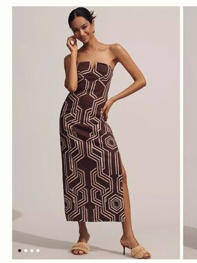 by anthropologie strapless linen plunge neck midi dress Anthropologie | Dresses | Anthropologie Strapless Linen Plungeneck Midi  Dress